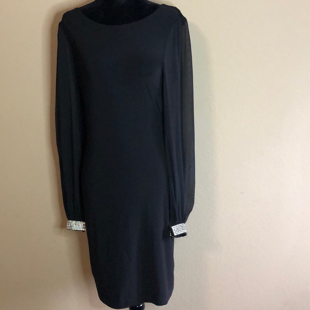 Bisou Bisou Black Dress with Rhinestone Cuffs